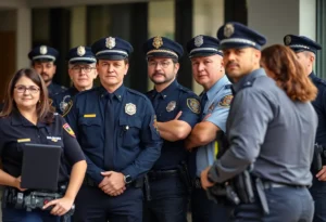 Law enforcement officers collaborating for public safety