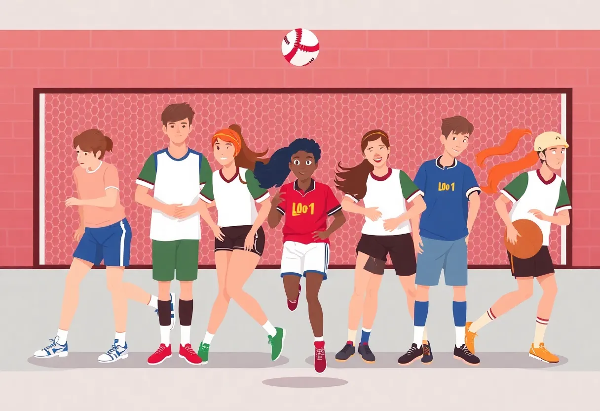 Illustration representing high school athletes competing in inclusive sports.