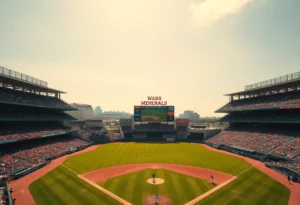 View of War Memorial Stadium filled with fans during a baseball game.