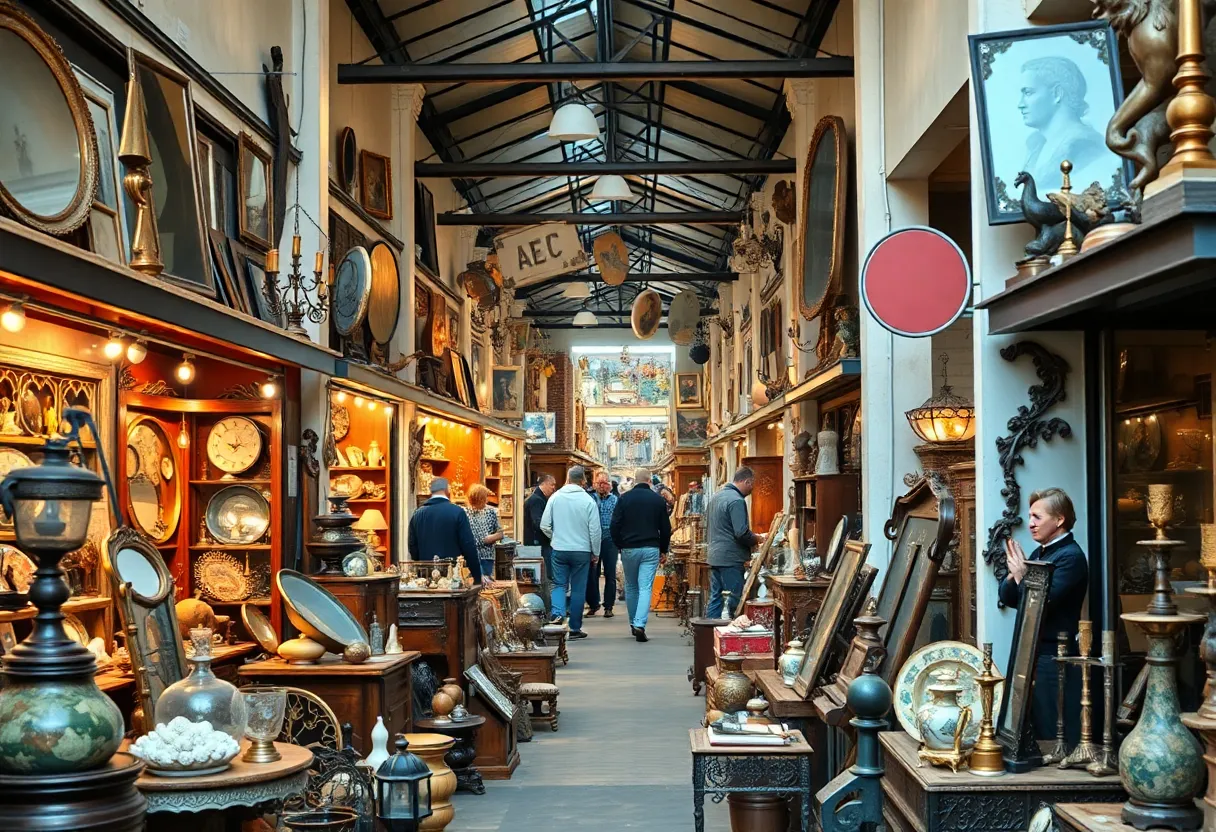 Various antique shops in Williamsburg showcasing unique collectibles