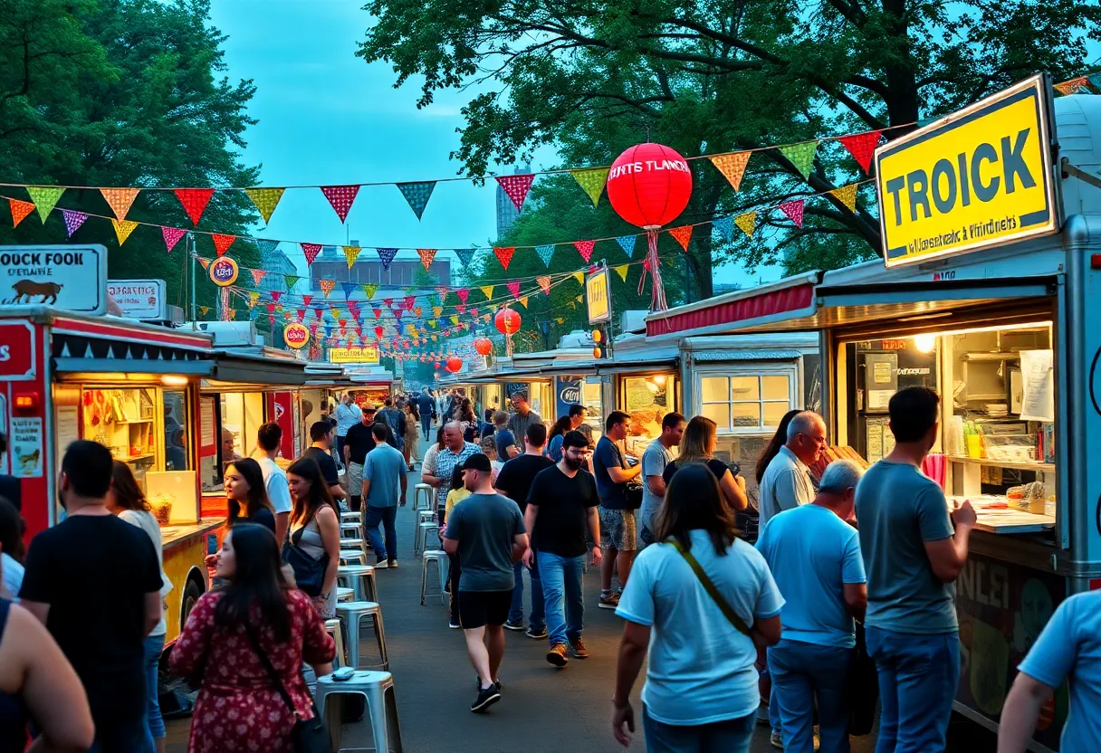 Food trucks serving delicious food at a community event in Williamsburg