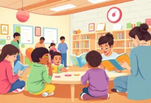 Community members engaging in a literacy program at the Abram Frink Jr. Center