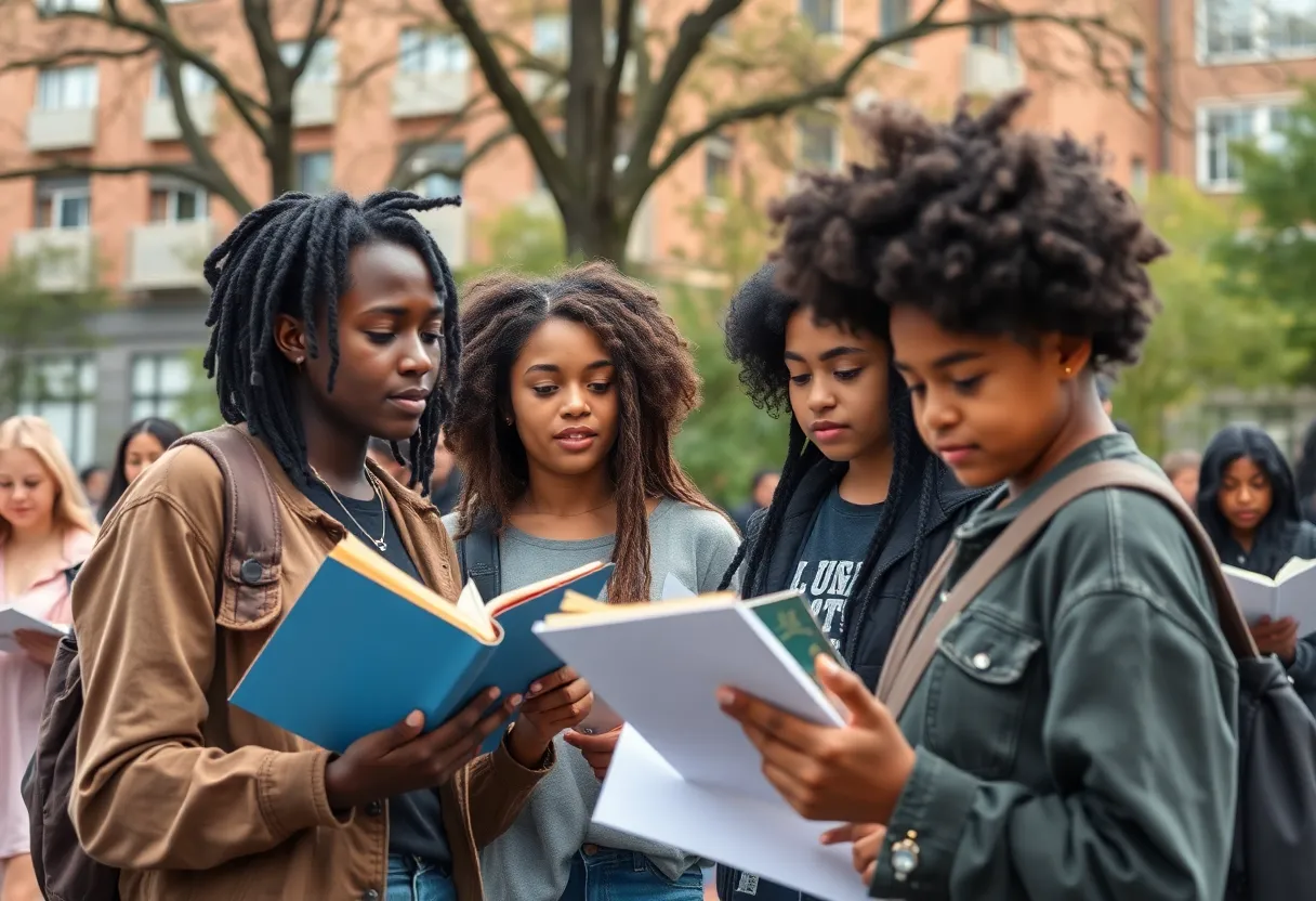 Youth participating in a community slam poetry event in Williamsburg.