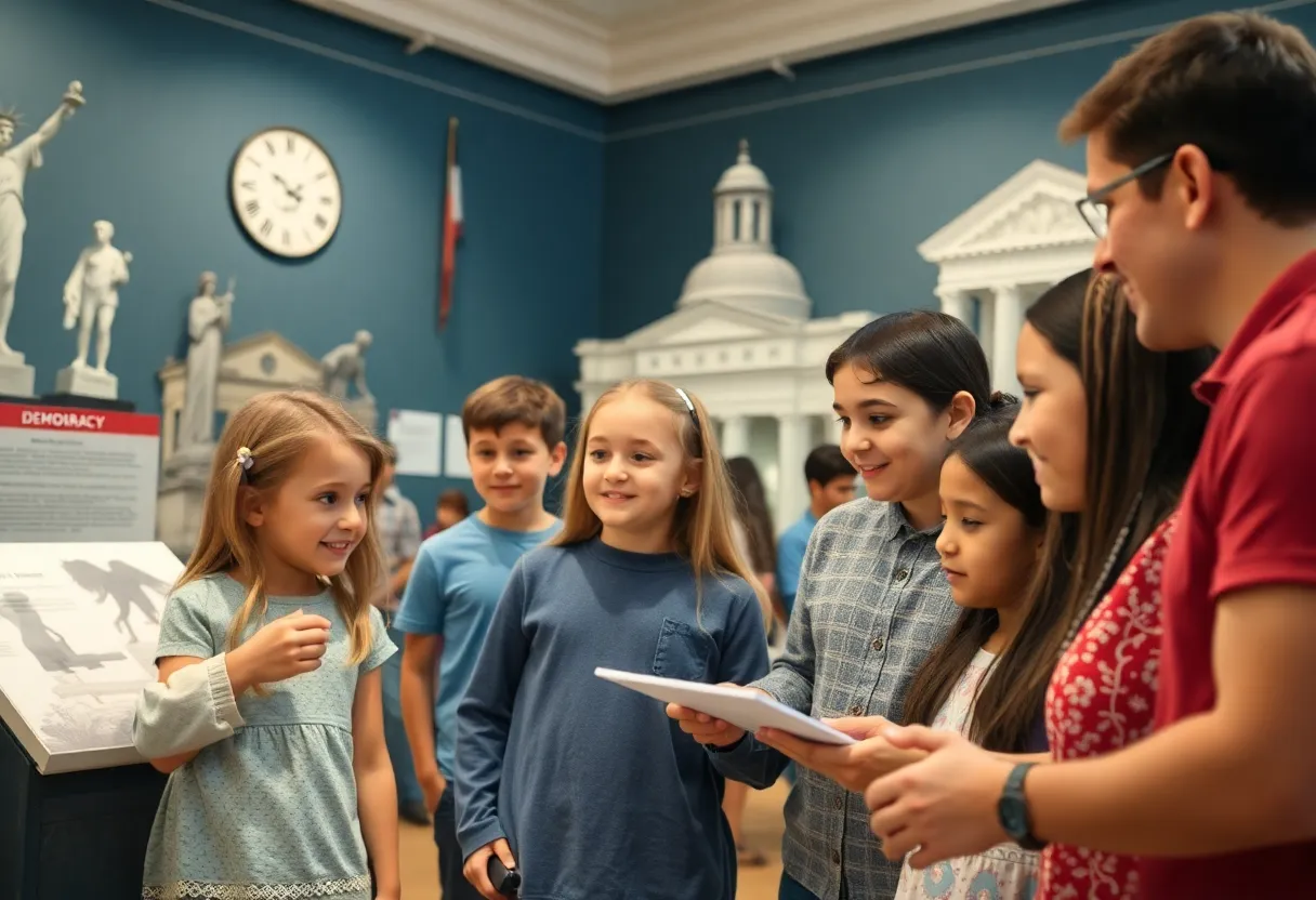 Families engaging in Civic Season activities at Jamestown and Yorktown museums