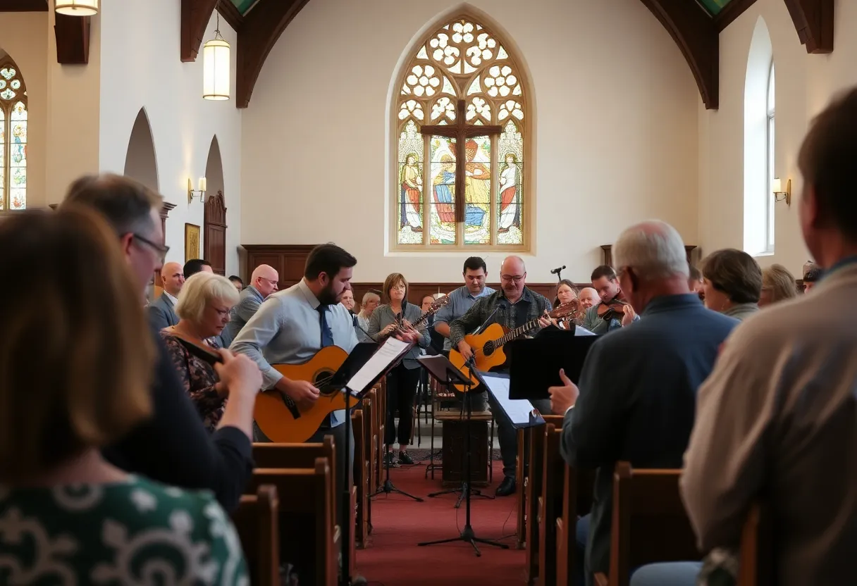 Community musicians performing at a church event.