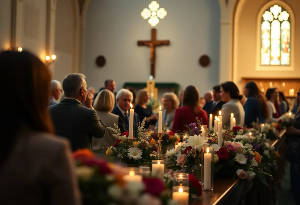 Community members honoring Buford William Cyphers Jr. at a church gathering