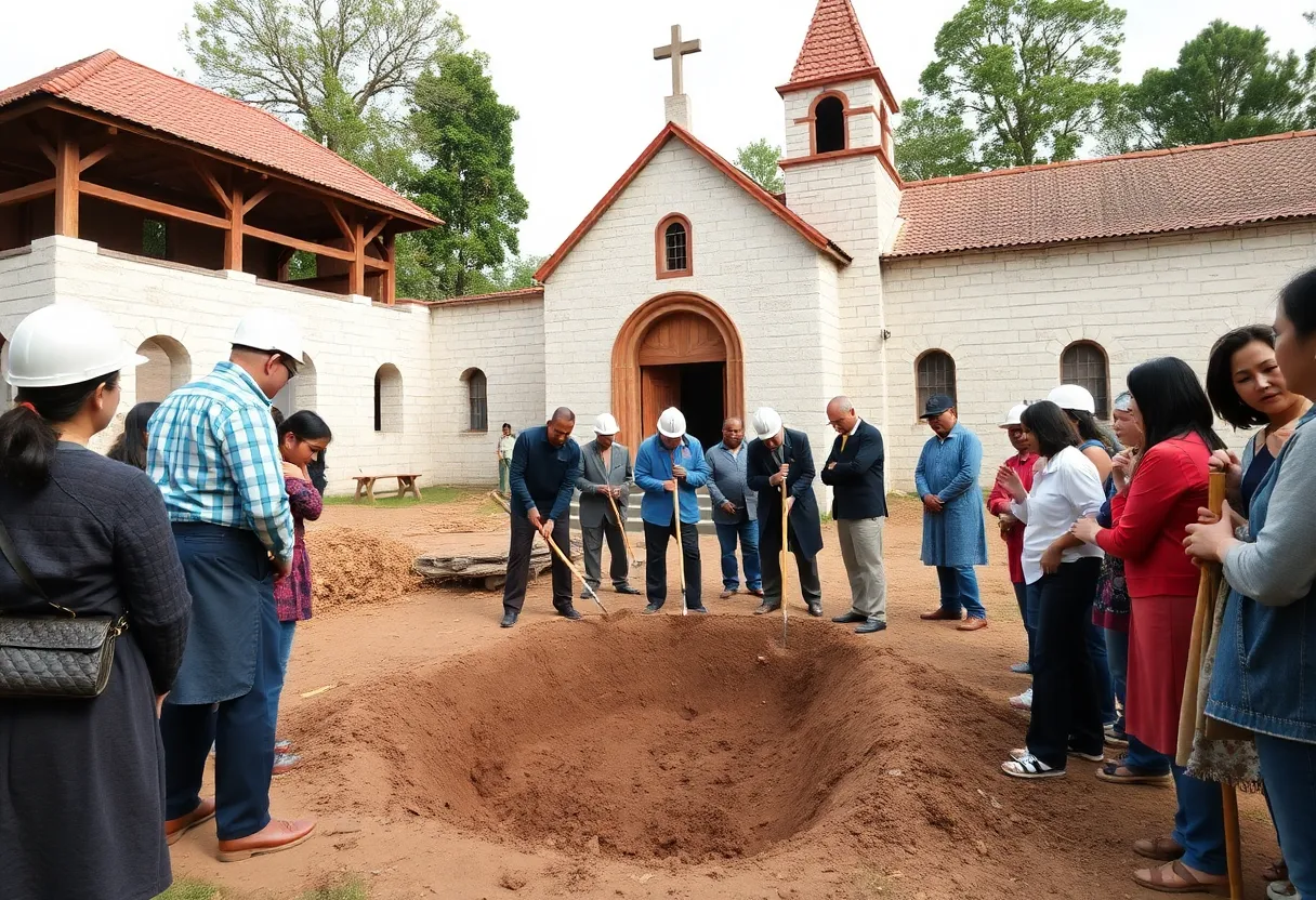Ceremonial groundbreaking for the reconstruction of First Baptist Church in Williamsburg.