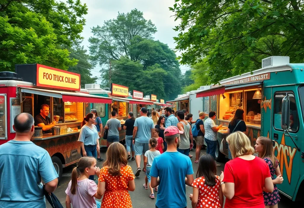 Food truck festival scene in the Historic Triangle area
