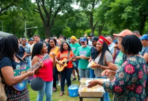 Community members celebrating Juneteenth with music and food in Williamsburg