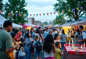 Families enjoying Juneteenth festivities with music and food