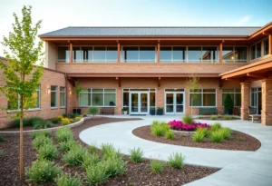 Exterior view of the new senior care facility at Riverside Patriots Colony in Williamsburg.