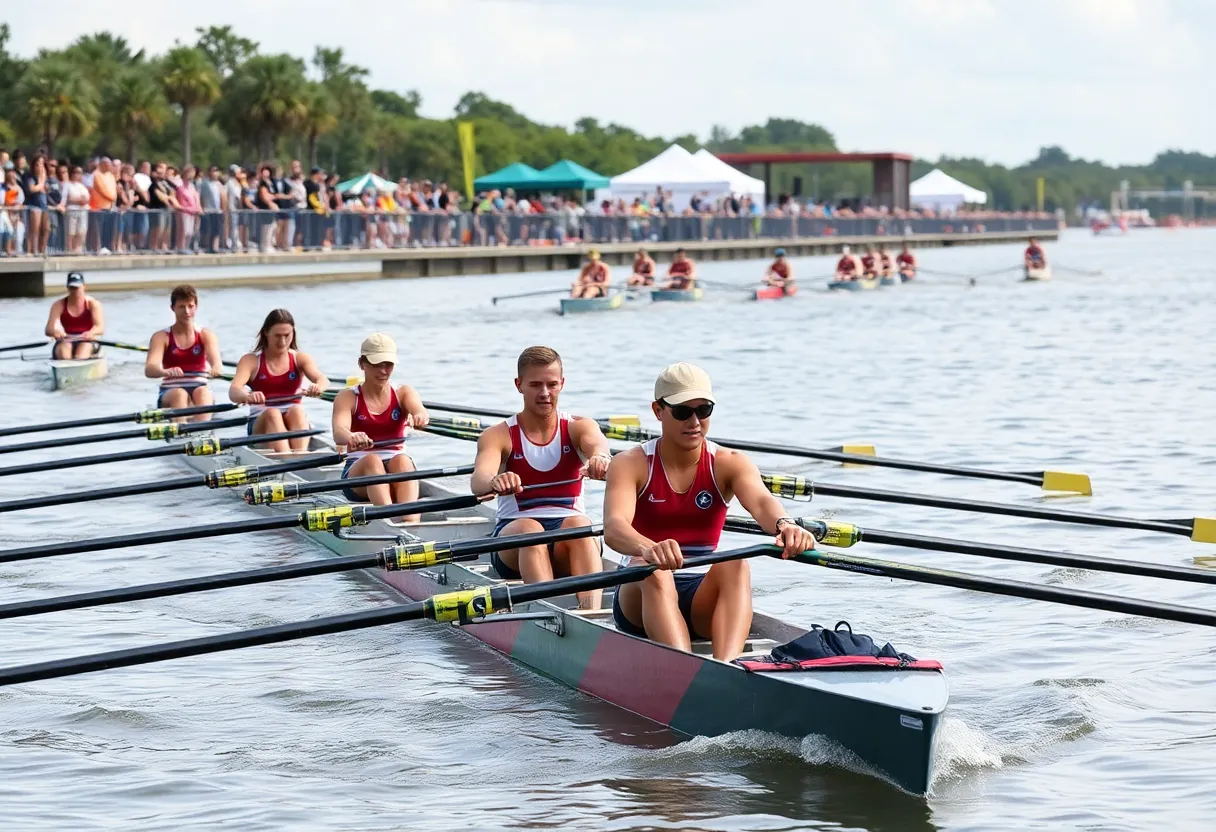 Old Dominion Women's rowing team competing at Sunshine Invitational