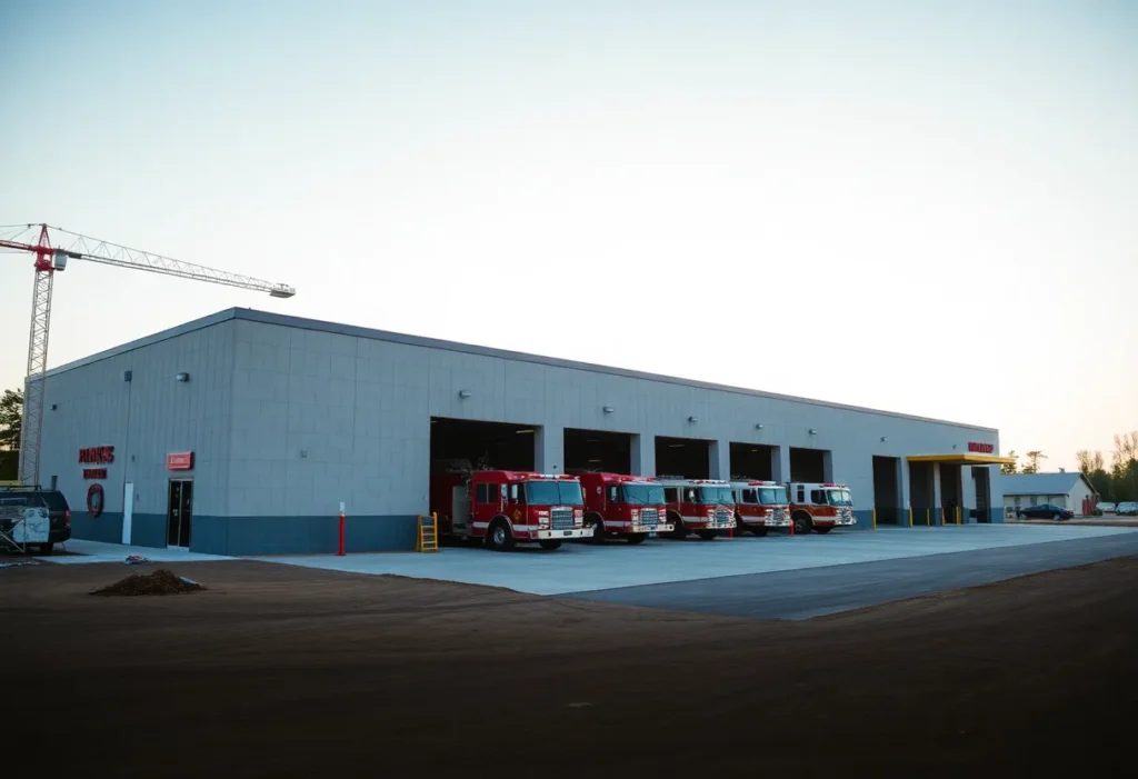 Construction site of Rushmere Volunteer Fire Department expansion.