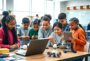Students participating in STEM activities