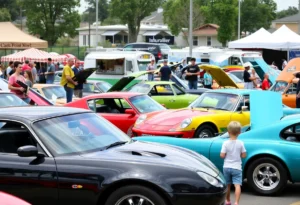 Families enjoying the 25th Annual British & Import Car Show in Williamsburg