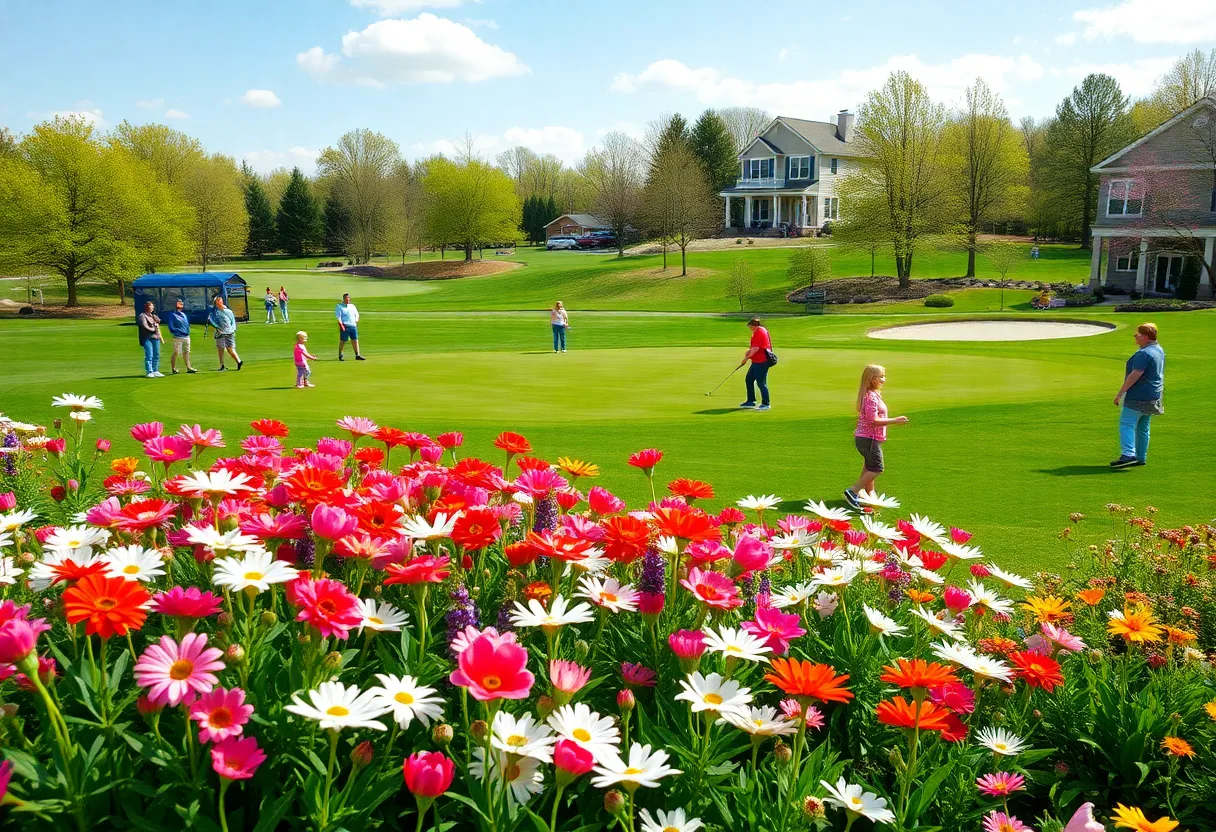 Families enjoying activities at a new golf course in Williamsburg