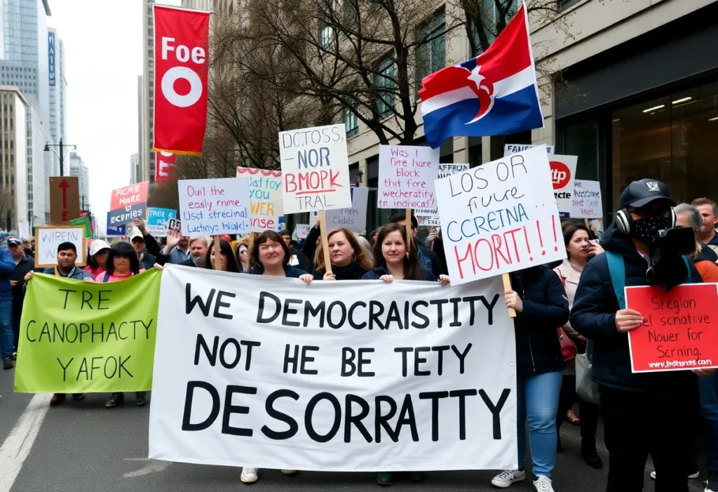 Demonstrators at the No Kings rally in Williamsburg