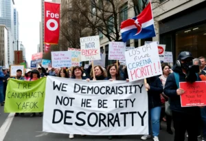 Demonstrators at the No Kings rally in Williamsburg