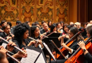 Musicians performing live at the Williamsburg Symphony Orchestra.