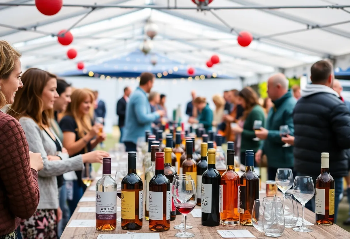 Attendees enjoying tastings at Williamsburg Whiskey & Wine Weekend