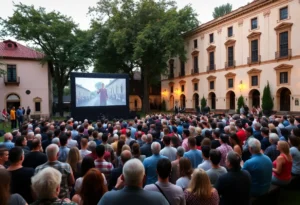 Crowd gathered for preview screening of The American Revolution documentary in Colonial Williamsburg