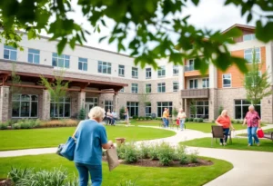 Seniors enjoying activities in a modern assisted living facility