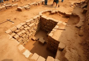 Archaeological excavation revealing the foundation of the Williamsburg Bray School