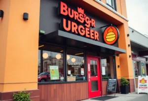 Exterior view of Burgers On The Edge restaurant in Williamsburg