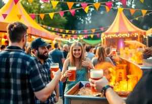 Festival attendees enjoying craft beer and BBQ at Busch Gardens