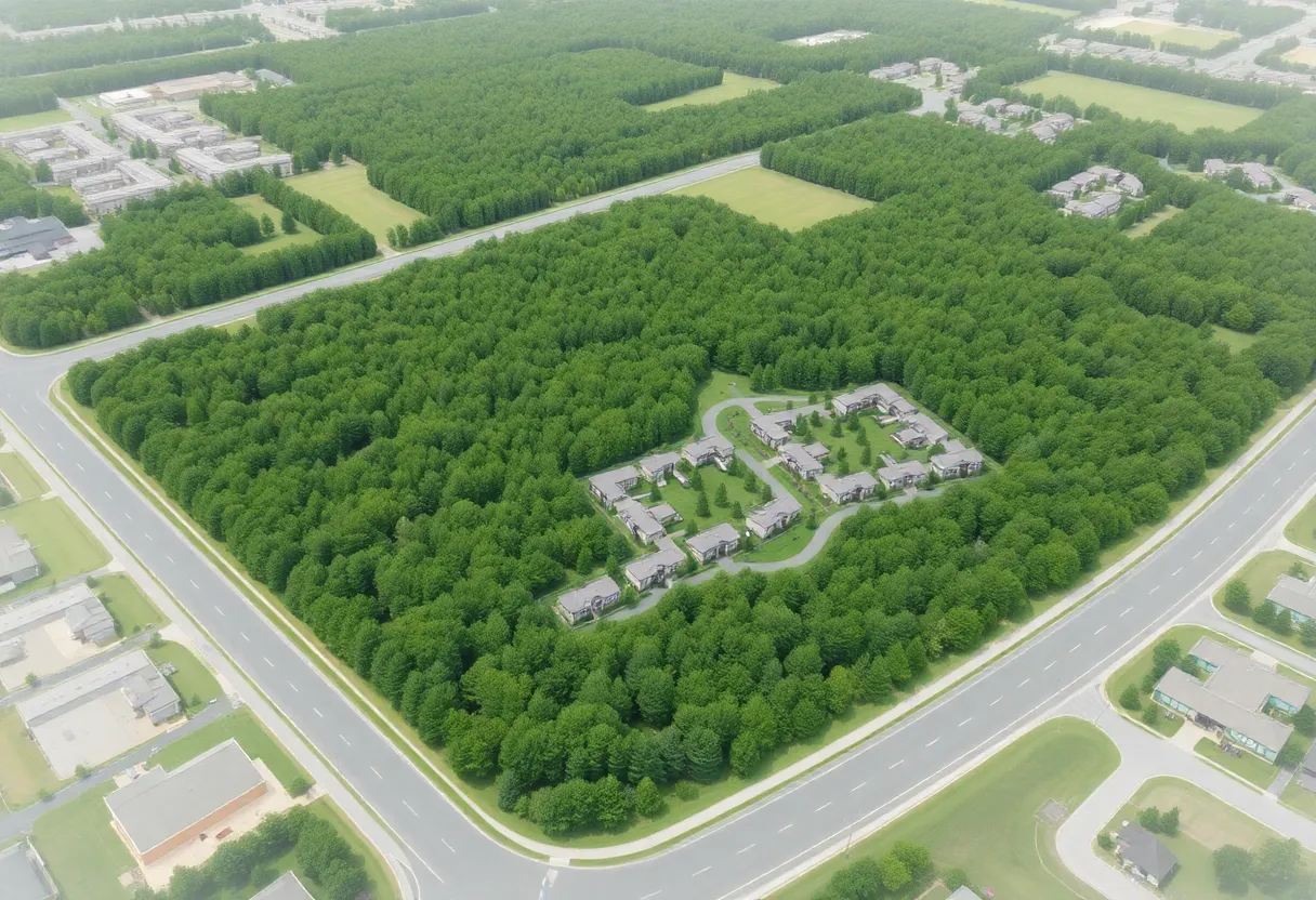 Aerial view of proposed condominium site in Carrollton