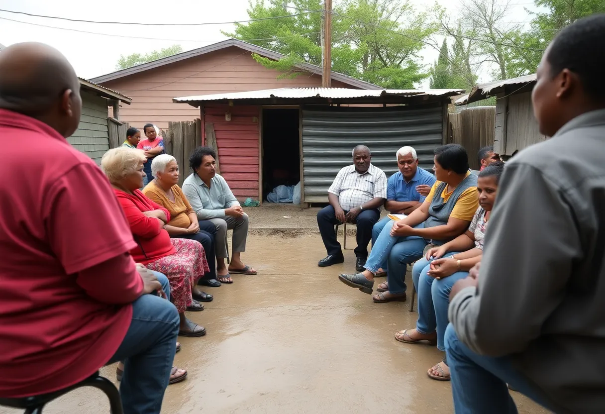 Residents discussing flood resilience strategies in Newport News