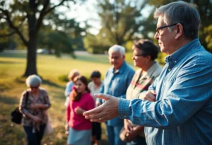 An outdoor scene representing community remembrance