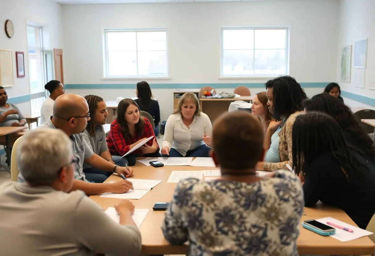 Community members collaborating at a climate resilience workshop