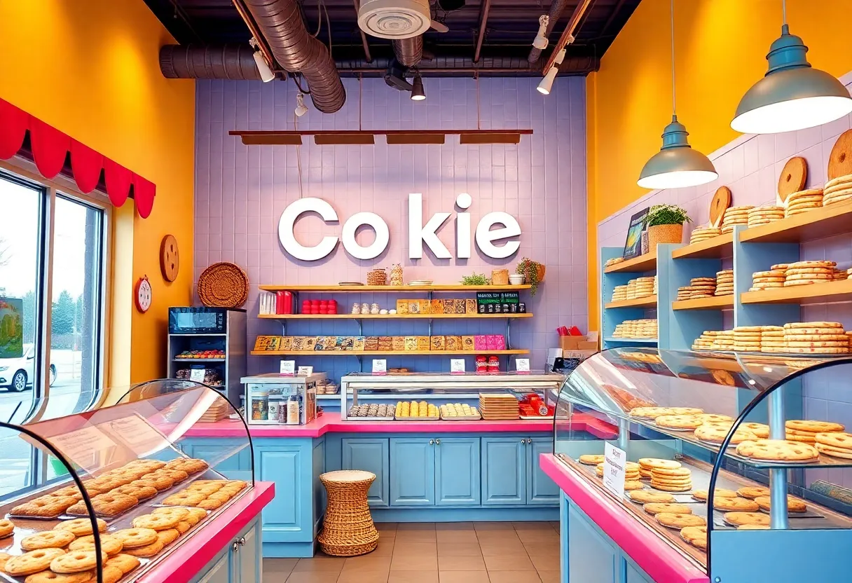 Interior of Cookie Chris shop in Henrico with colorful decor and cookies on display