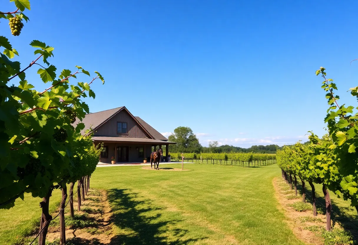 Scenic view of Gauthier Vineyard showcasing grapevines and the winery