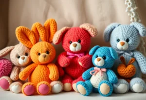 Colorful handmade stuffed animals