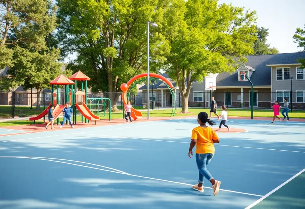 Community members enjoying the renovated Highland Park
