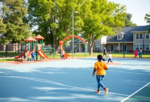 Community members enjoying the renovated Highland Park