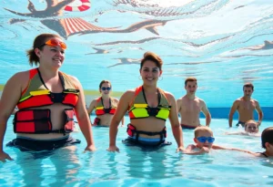 Lifeguards at Indigo Park Pool ensuring safety during summer