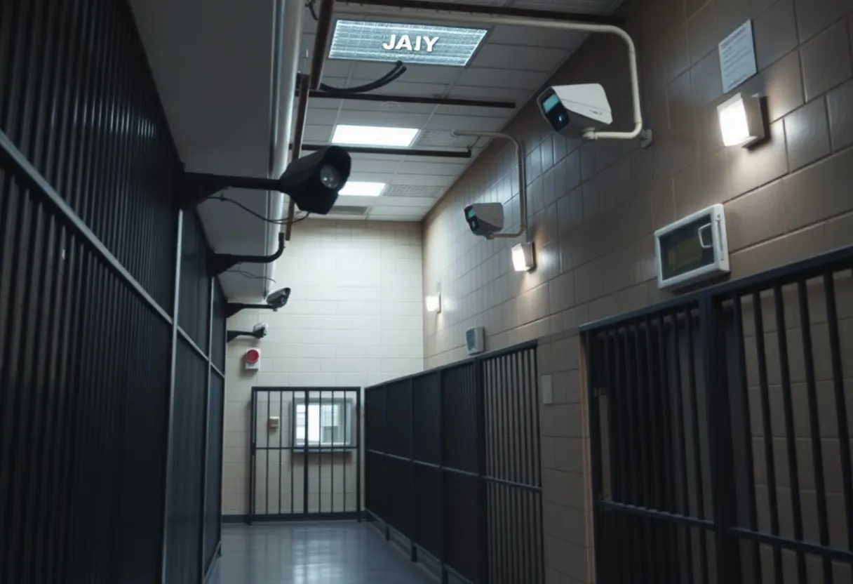 Exterior view of Newport News City Jail highlighting security features