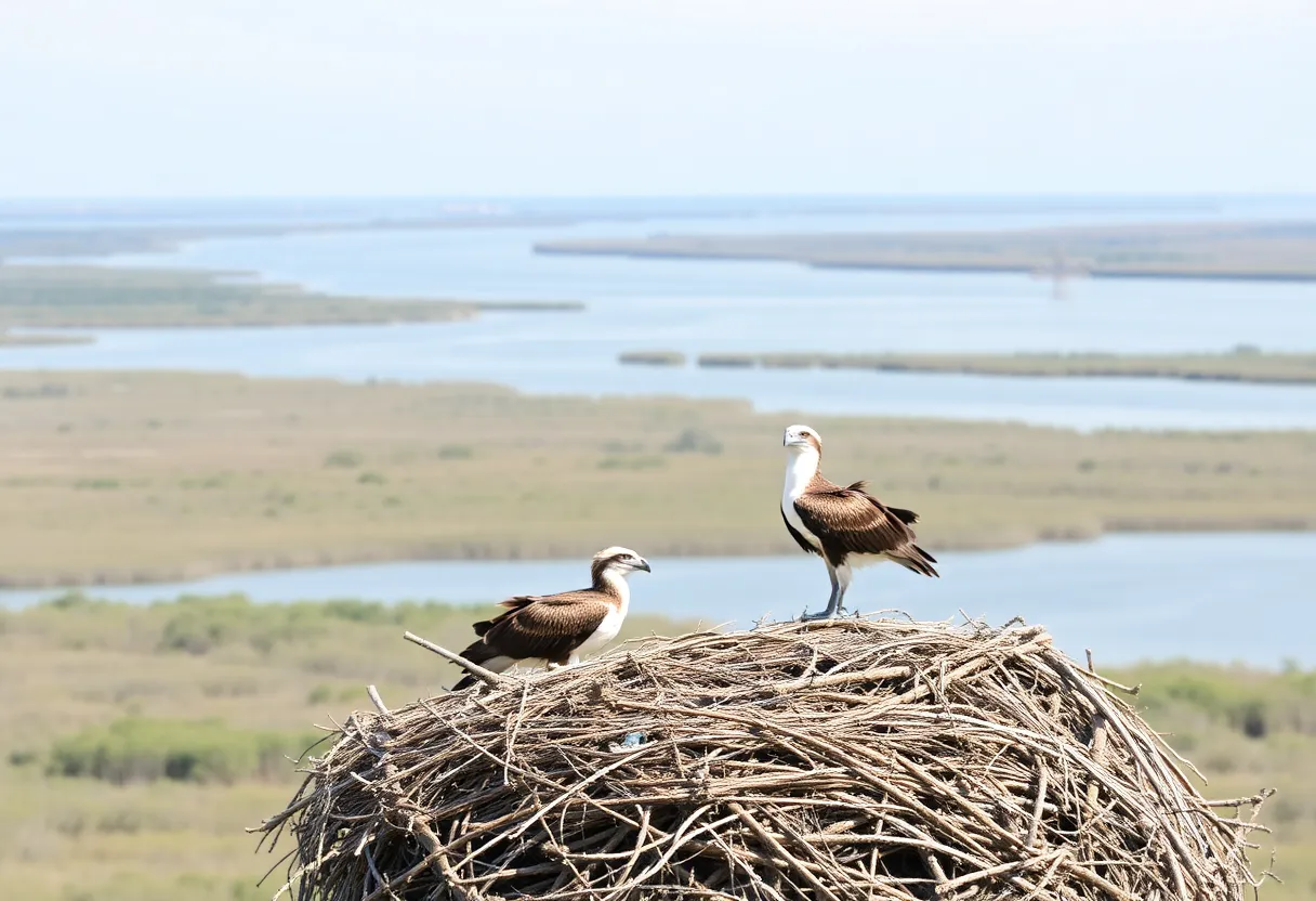 Ospreys nesting in the Delmarva Peninsula environment