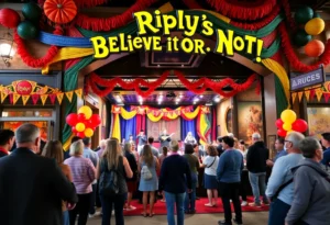 Crowd gathered for Ripley's Believe It Or Not! grand reopening celebration