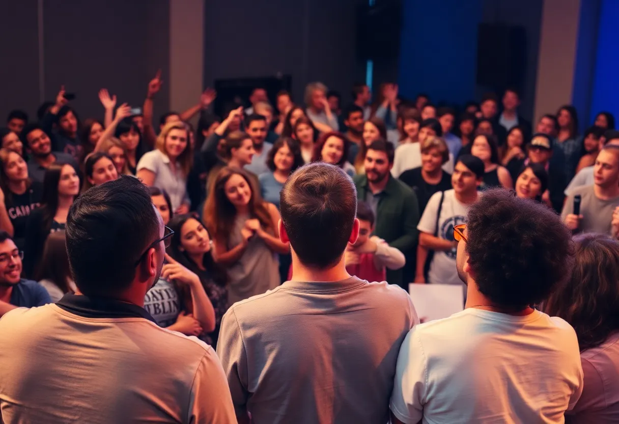 Slam poetry performers showcase their talents at a lively event.