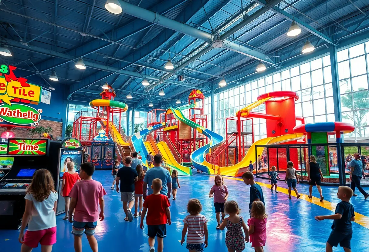 Concept design of Sling City Action Park with slides and attractions