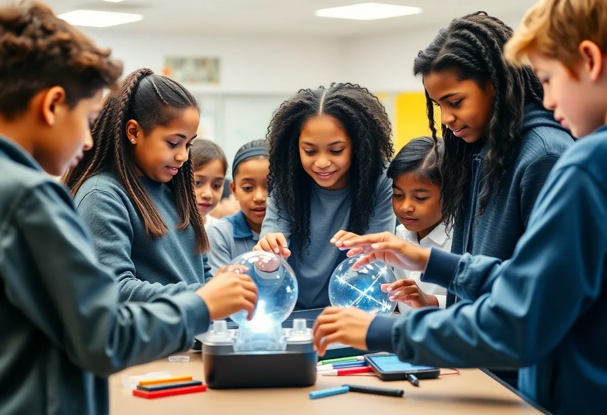 Students working on a STEM project at a lab school