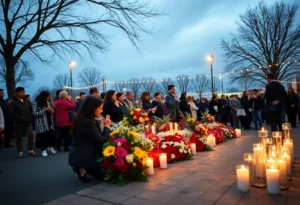 Floral tribute symbolizing community support.