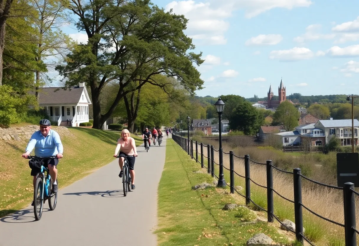 Expanded Virginia Capital Trail with cyclists in Colonial Williamsburg