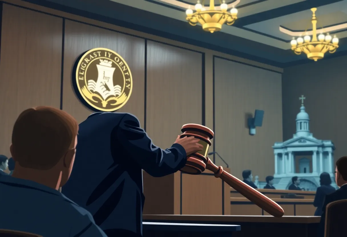 Courtroom scene representing Virginia education governance issues