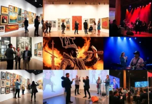 A vibrant representation of Williamsburg's arts events, featuring a blend of art and music.