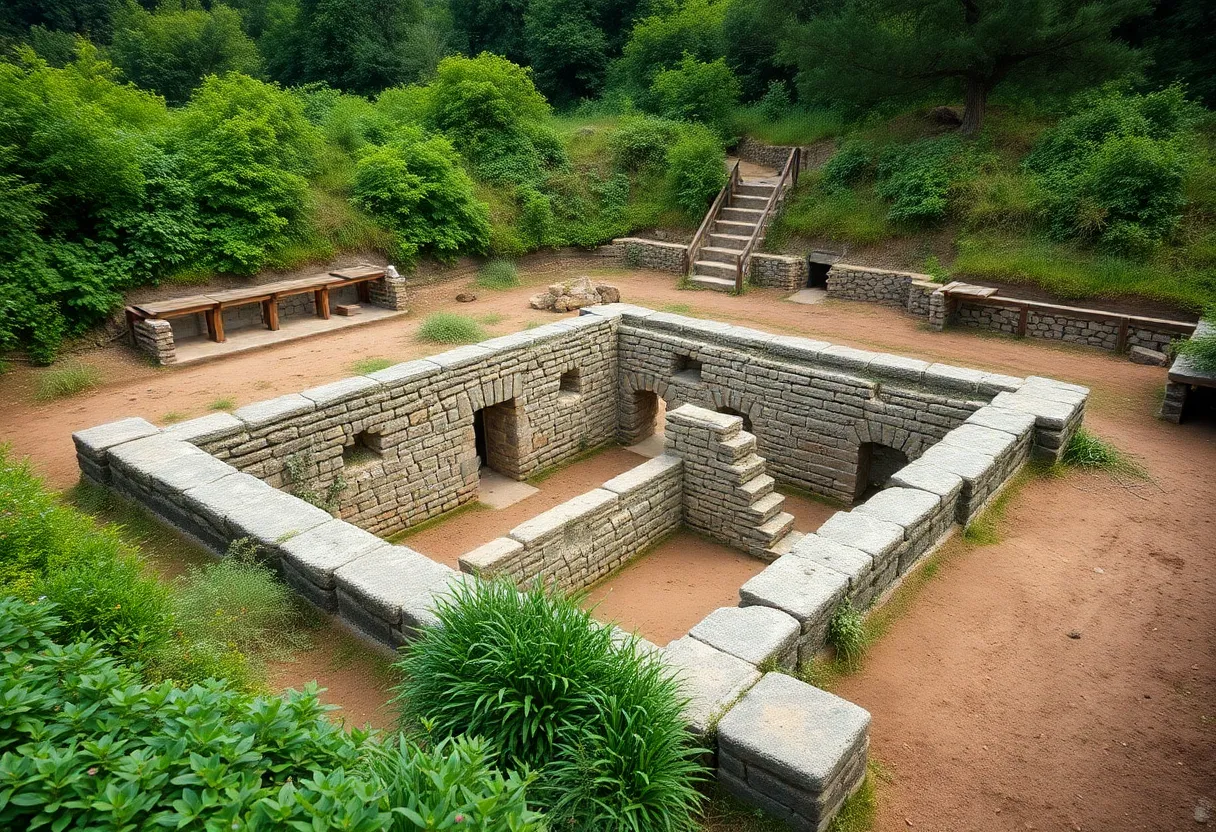 Excavated foundation of the Williamsburg Bray School site.